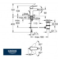 MEDIDAS MONOMANDO BIDE CUBEO GROHE